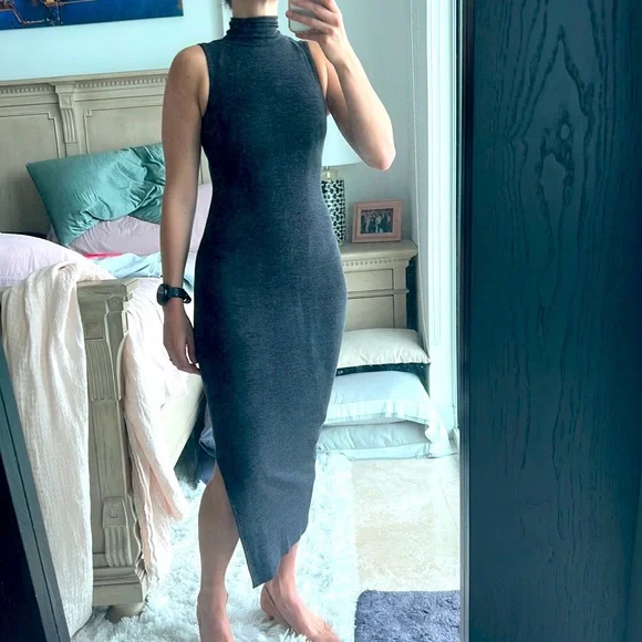 French Connection | Dresses | Nwt French Connection Sz Xs Grey Sleeveless  Turtleneck Dress With Slit | Poshmark
